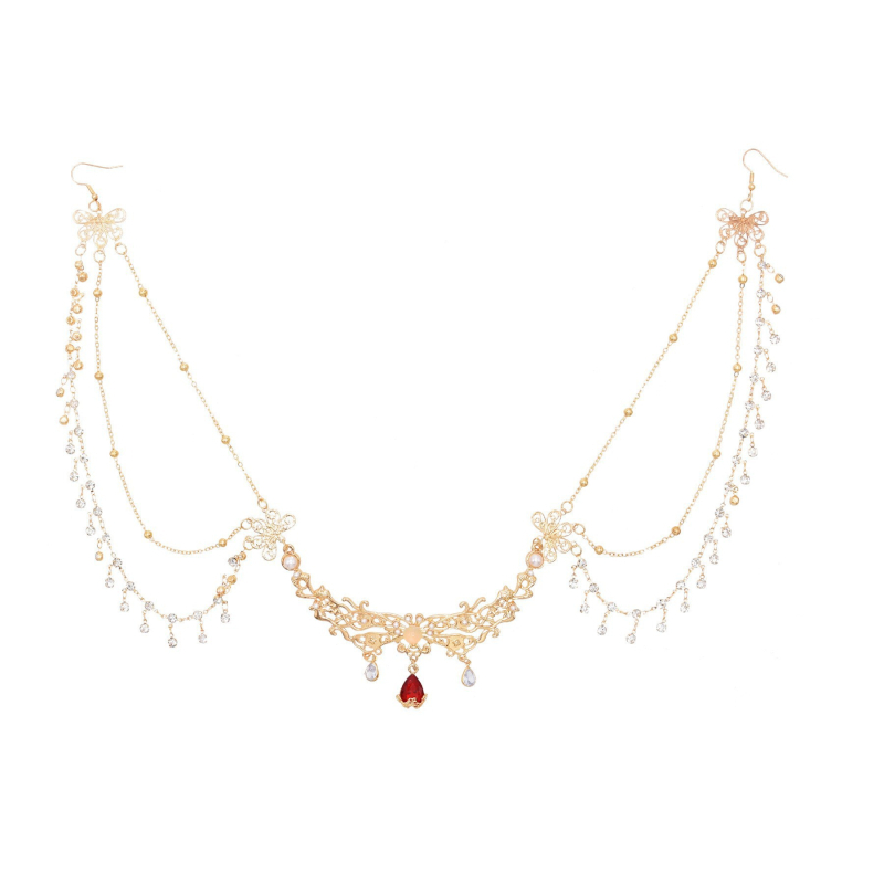 Украса за коса с камъни и пискюли — сплав, елегантен стил, електроплатинация, индивидуално опаковано, лято 2024