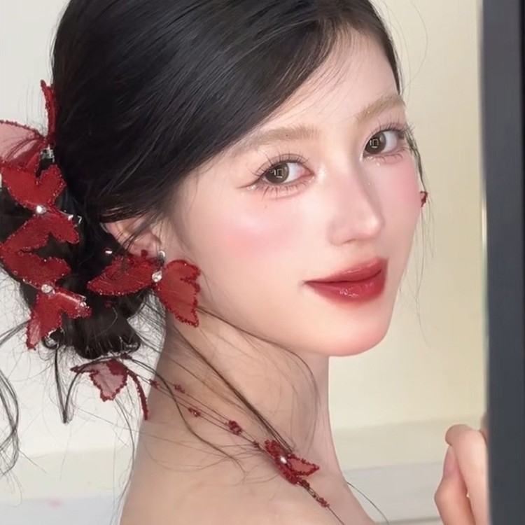 Дамски аксесоар за глава — ръчно изработена платнена щипка за коса с мотив пеперуда, сладък сватбено-етно стил