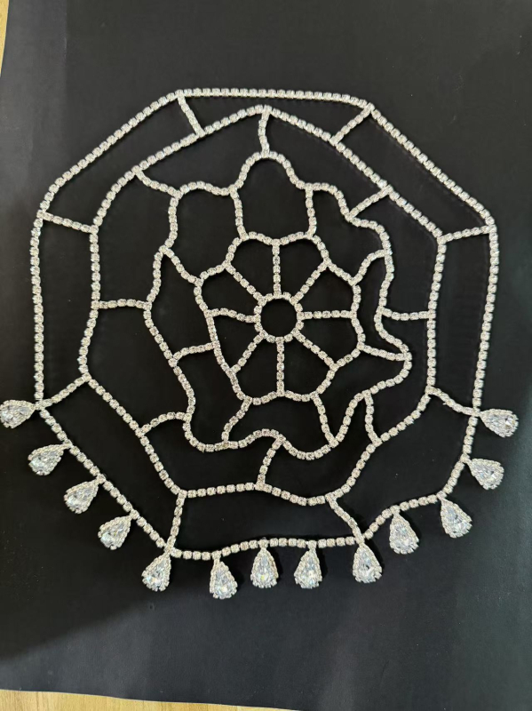 Lanț pentru cap cu Rhinestones, stil exotic, electroplacat