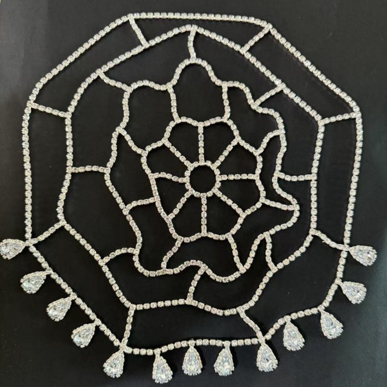 Lanț pentru cap cu Rhinestones, stil exotic, electroplacat
