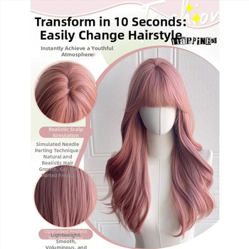 Garā viļņota parūka ar garām bangsām | karstumizturīgas sintētiskās šķiedras | Modelis MG-BL002-YHS | sievietēm | eksotiskais stils