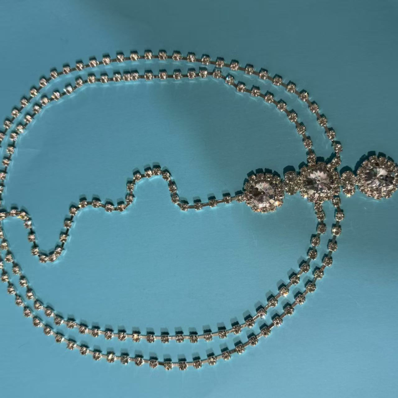 Višeslojna lančić za kosu sa kristalima, traka za glavu - elektroplatiranje