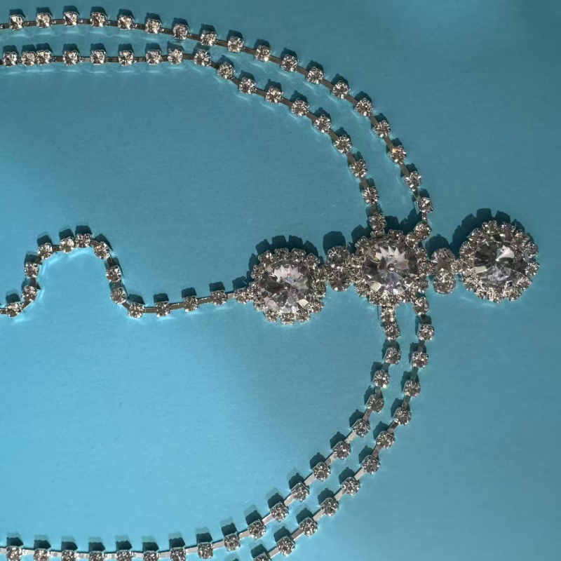 Višeslojna lančić za kosu sa kristalima, traka za glavu - elektroplatiranje