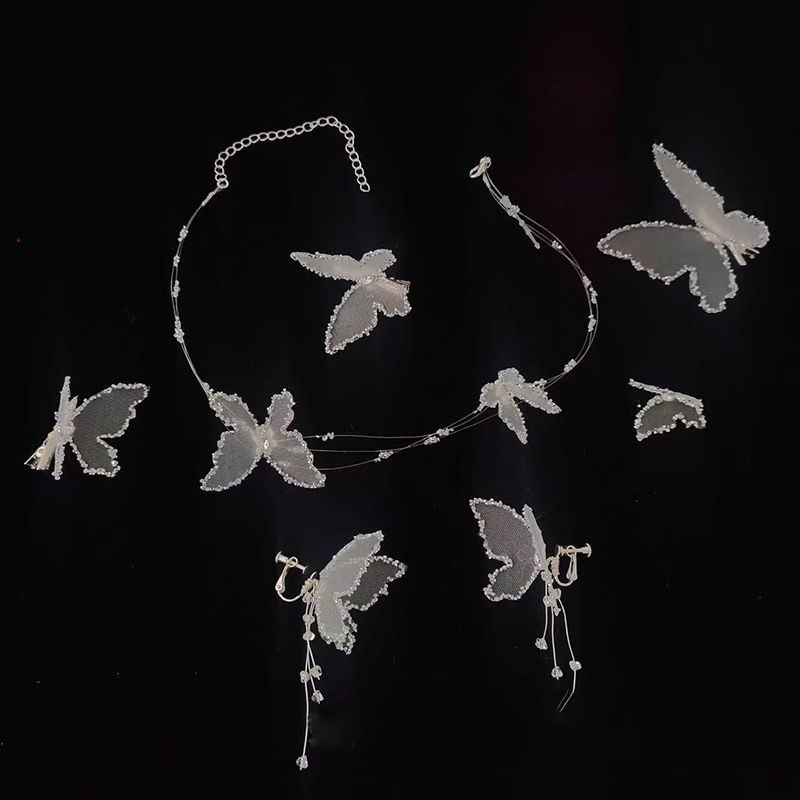 Ukrasa za kosu s leptir-klipom, ručno izrađena, sladak vjenčani-etnički stil