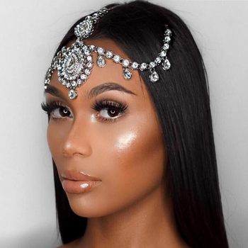 Prednja traka za glavu s visećim lancem, boemski dodatak za kosu za nevjeste, stil sazviježđa, karirani uzorak, prilagodljivo