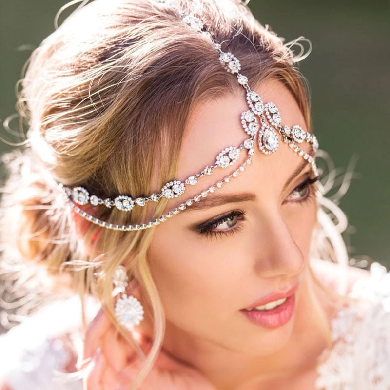 Diadem za kosu u stilu princeze sa kapljicama kristala za vjenčane frizure, elektropolirana legura, 33 g, neovisna ambalaža