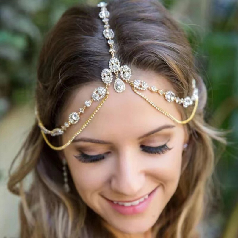 Diadem za kosu u stilu princeze sa kapljicama kristala za vjenčane frizure, elektropolirana legura, 33 g, neovisna ambalaža
