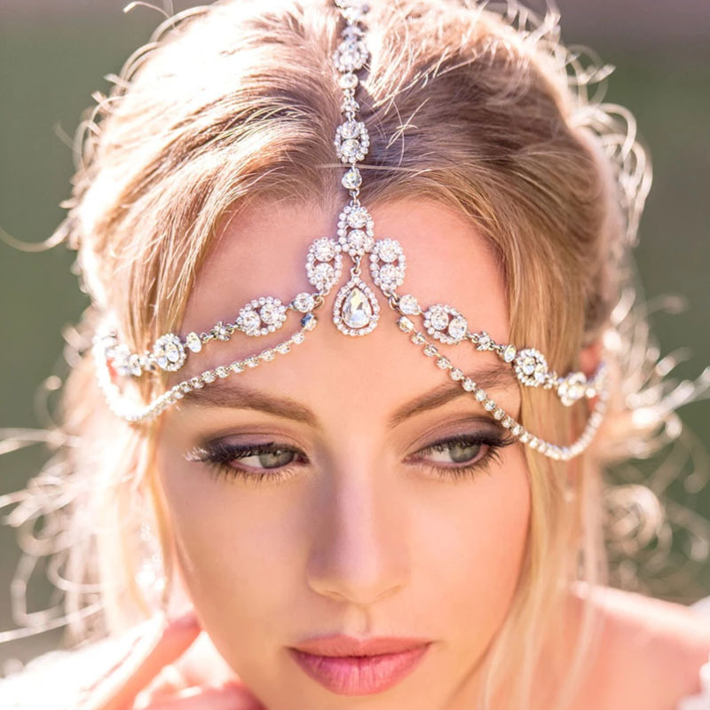 Diadem za kosu u stilu princeze sa kapljicama kristala za vjenčane frizure, elektropolirana legura, 33 g, neovisna ambalaža