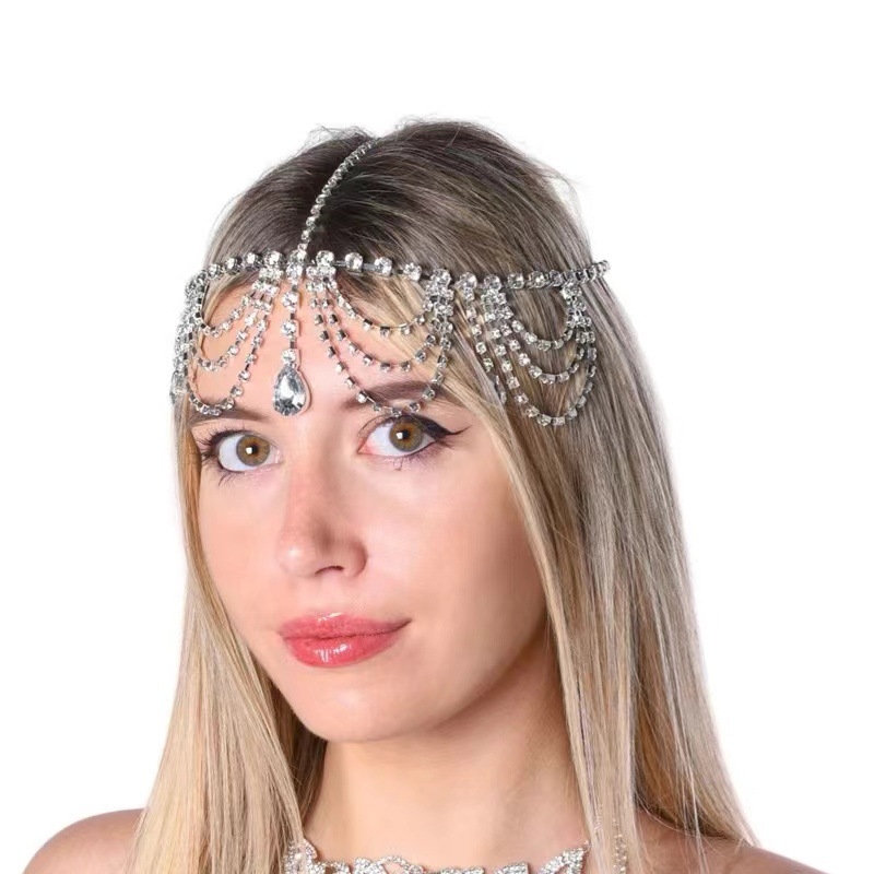Kristalni dodatak za kosu, etnički stil, model Tassel Water Drop Hair Accessory, materijal: kristal, premaz: elektroplatiranje, broj modela: A011