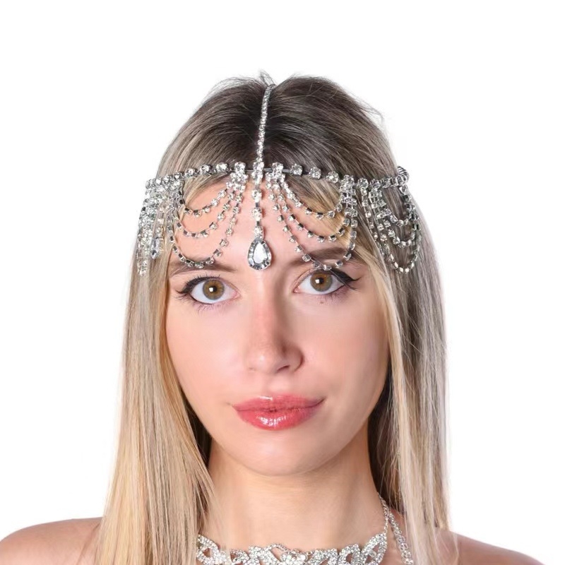Kristalni dodatak za kosu, etnički stil, model Tassel Water Drop Hair Accessory, materijal: kristal, premaz: elektroplatiranje, broj modela: A011
