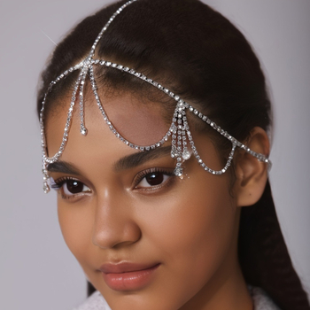 Lanac za kosu s kristalnim resicama, u IN stilu, elektroplatirano, pojedinačno pakirano, podrijetlo Yiwu