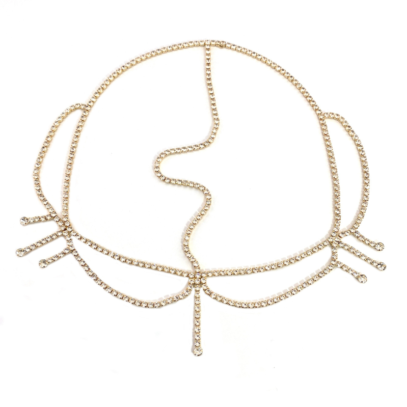 Lanac za kosu s kristalnim resicama, u IN stilu, elektroplatirano, pojedinačno pakirano, podrijetlo Yiwu