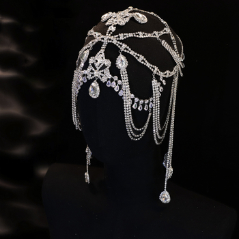 Сватбена украса за коса с кристали, екзотичен мрежест стил, електроплатирана обработка, опакована в кутия