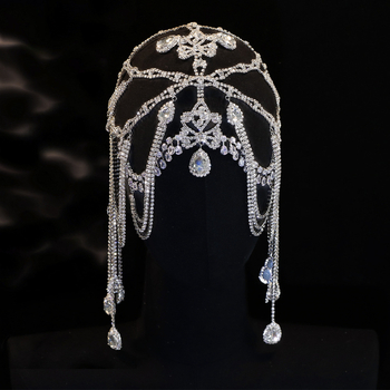 Сватбена украса за коса с кристали, екзотичен мрежест стил, електроплатирана обработка, опакована в кутия