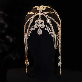 Сватбена украса за коса с кристали, екзотичен мрежест стил, електроплатирана обработка, опакована в кутия