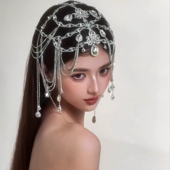 Сватбена украса за коса с кристали, екзотичен мрежест стил, електроплатирана обработка, опакована в кутия