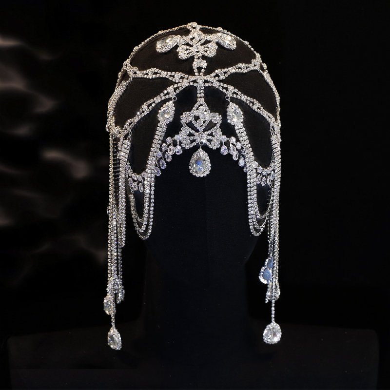 Сватбена украса за коса с кристали, екзотичен мрежест стил, електроплатирана обработка, опакована в кутия