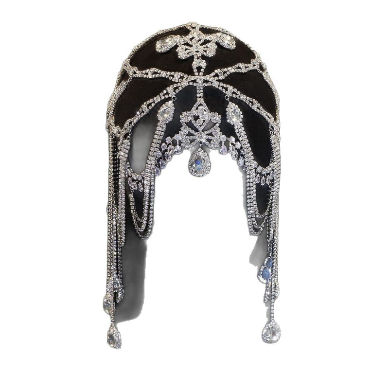 Сватбена украса за коса с кристали, екзотичен мрежест стил, електроплатирана обработка, опакована в кутия