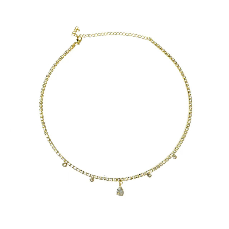 Boemska ogrlica za kosu s privjeskom kapljice vode – kristali, elektroplatiniranje, podrijetlo Yiwu, proljeće 2024