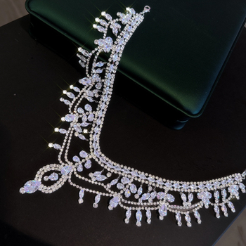 Accesoriu de păr de mireasă – coafură în stil prințesă cu zirconiu, împodobit cu diamante, ambalaj individual, Primăvara 2021