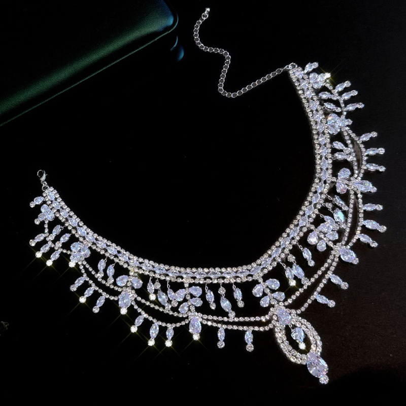 Accesoriu de păr de mireasă – coafură în stil prințesă cu zirconiu, împodobit cu diamante, ambalaj individual, Primăvara 2021