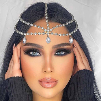 Višeslojna čelna lanac za kosu, etnički europsko-američki stil — Materijal: water diamond; Stil: European-American; Dizajn: head chain; Tehnika obrade: electroplating; Broj proizvoda: 57232