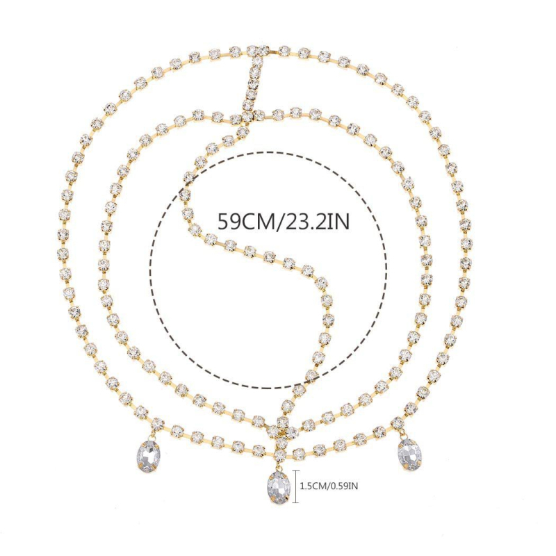 Višeslojna čelna lanac za kosu, etnički europsko-američki stil — Materijal: water diamond; Stil: European-American; Dizajn: head chain; Tehnika obrade: electroplating; Broj proizvoda: 57232