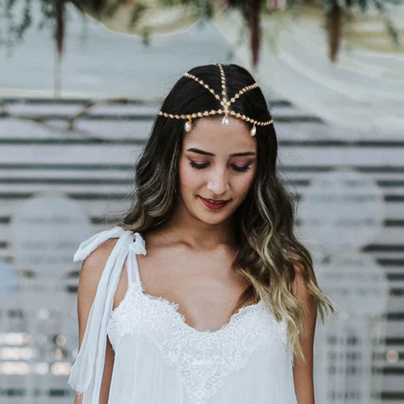 Višeslojna čelna lanac za kosu, etnički europsko-američki stil — Materijal: water diamond; Stil: European-American; Dizajn: head chain; Tehnika obrade: electroplating; Broj proizvoda: 57232