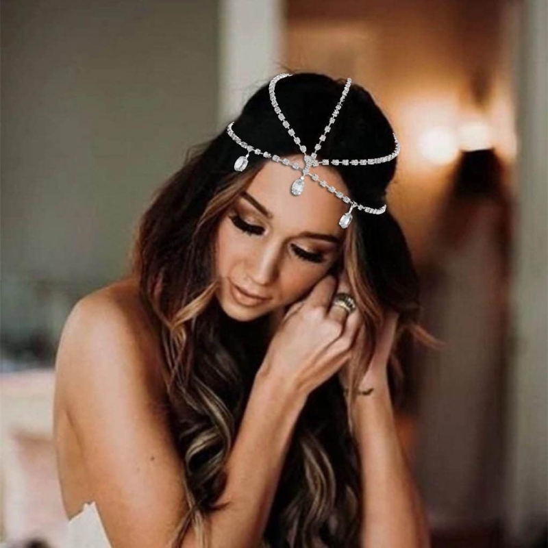Višeslojna čelna lanac za kosu, etnički europsko-američki stil — Materijal: water diamond; Stil: European-American; Dizajn: head chain; Tehnika obrade: electroplating; Broj proizvoda: 57232