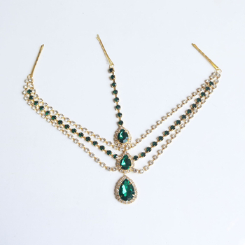 Čelo lanac s kapljicom kristala, višeslojni dodatak za kosu, elektroplakirano