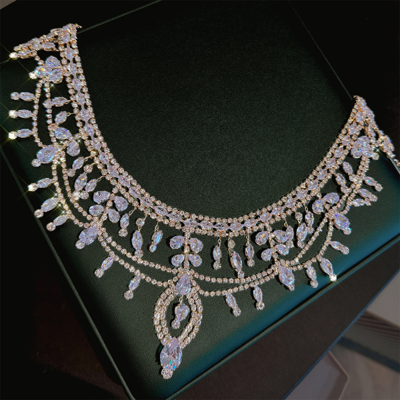 Nevjesta dodatak za kosu s cirkonima, prinčevski stil, set s dijamantima, individualno pakiranje