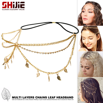 Antikinė plaukų juosta Korėjos stiliuje su lapų motyvu, languotas raštas, GH0018D