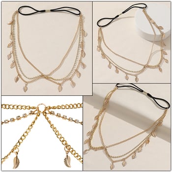 Antikinė plaukų juosta Korėjos stiliuje su lapų motyvu, languotas raštas, GH0018D