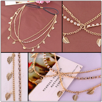 Antikinė plaukų juosta Korėjos stiliuje su lapų motyvu, languotas raštas, GH0018D