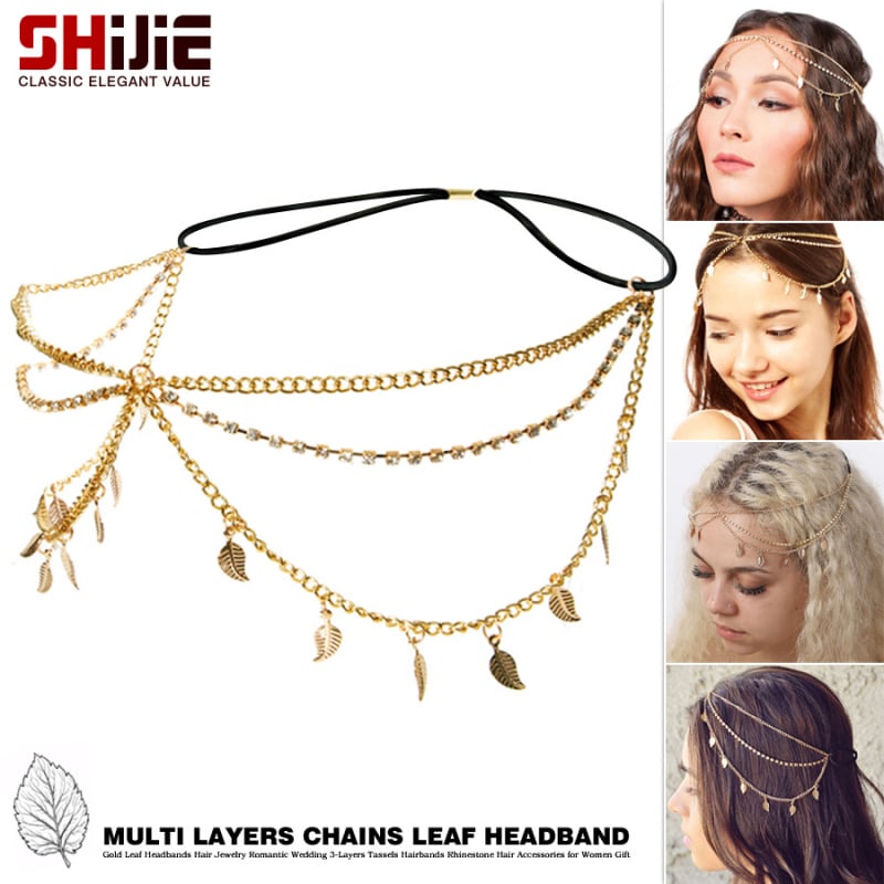 Antikinė plaukų juosta Korėjos stiliuje su lapų motyvu, languotas raštas, GH0018D