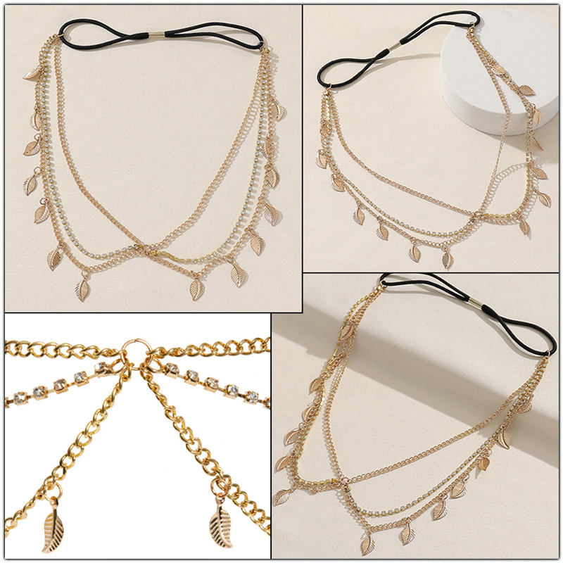 Antikinė plaukų juosta Korėjos stiliuje su lapų motyvu, languotas raštas, GH0018D