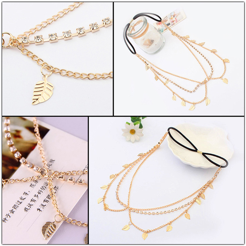 Antikinė plaukų juosta Korėjos stiliuje su lapų motyvu, languotas raštas, GH0018D