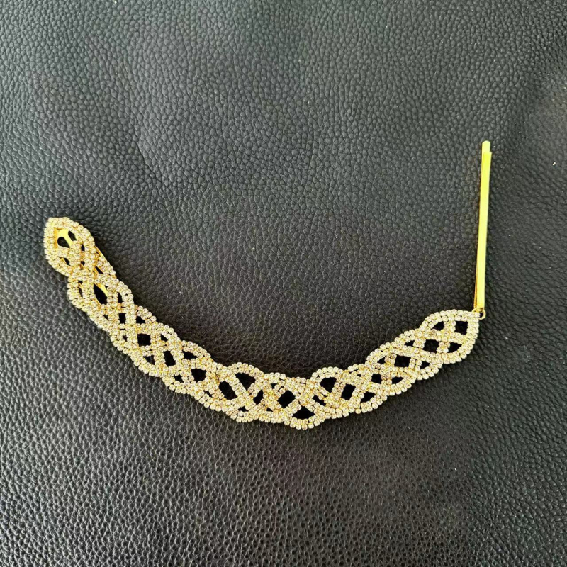 Krištolo plaukų juostelė su pynimo raštu, hip-hopo stilius, elektroplatinta, kilmė Yiwu, 2024 vasara