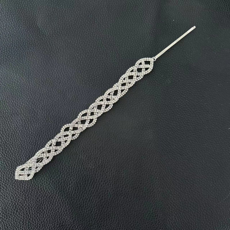 Krištolo plaukų juostelė su pynimo raštu, hip-hopo stilius, elektroplatinta, kilmė Yiwu, 2024 vasara