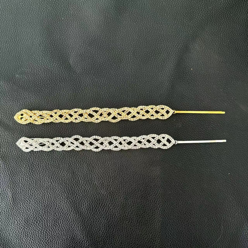 Krištolo plaukų juostelė su pynimo raštu, hip-hopo stilius, elektroplatinta, kilmė Yiwu, 2024 vasara