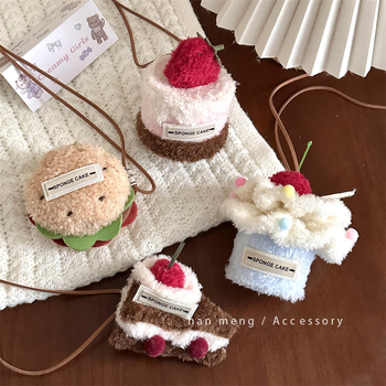 Plišani ključ za torbu s dizajnom torta-sandvič, ovčja vuna, korejski stil, ručna izrada