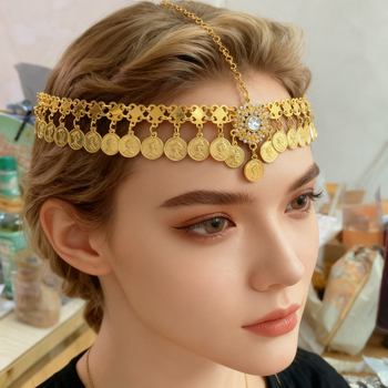 Galvos aksesuaras su kutelėmis – Medžiaga: lydinys | Stilius: Europos–Amerikos | Dizainas: Galvos aksesuaras ir plaukų grandinė | Modelis TS251203 | Apdorojimas: elektroplakavimas