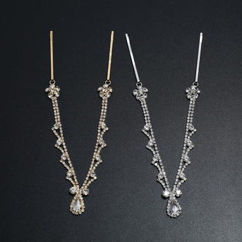 Hanfu stiliaus plaukų aksesuaras su krištolo kaktos pakabuku, elektroplakavimas, atskirai įpakuotas, pavasaris 2024