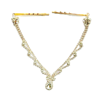 Hanfu stiliaus plaukų aksesuaras su krištolo kaktos pakabuku, elektroplakavimas, atskirai įpakuotas, pavasaris 2024