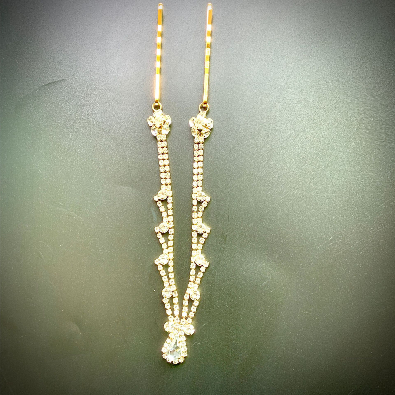 Hanfu stiliaus plaukų aksesuaras su krištolo kaktos pakabuku, elektroplakavimas, atskirai įpakuotas, pavasaris 2024