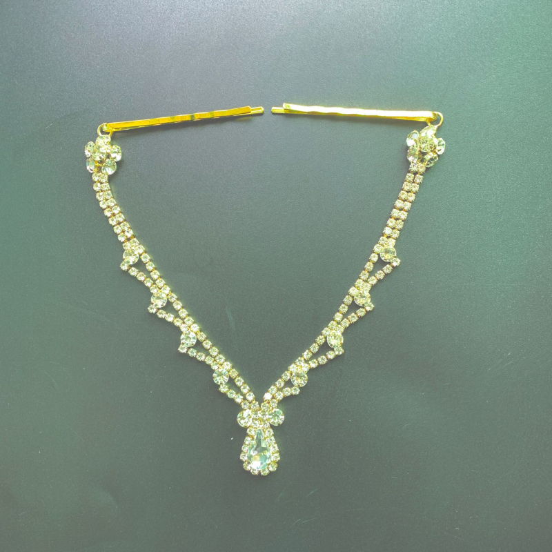 Hanfu stiliaus plaukų aksesuaras su krištolo kaktos pakabuku, elektroplakavimas, atskirai įpakuotas, pavasaris 2024