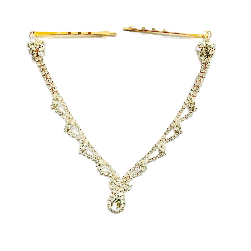 Hanfu stiliaus plaukų aksesuaras su krištolo kaktos pakabuku, elektroplakavimas, atskirai įpakuotas, pavasaris 2024