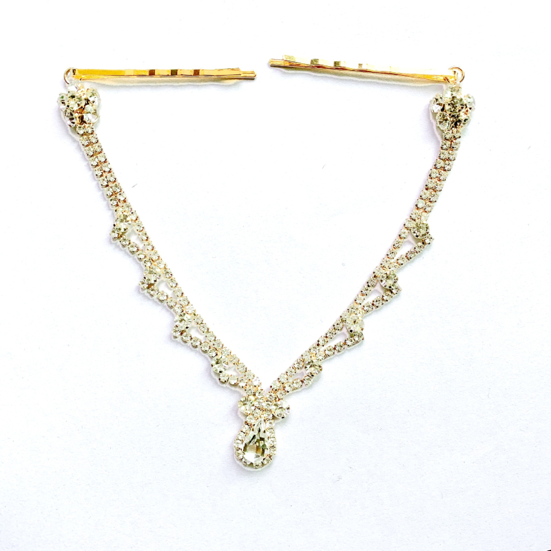 Hanfu stiliaus plaukų aksesuaras su krištolo kaktos pakabuku, elektroplakavimas, atskirai įpakuotas, pavasaris 2024