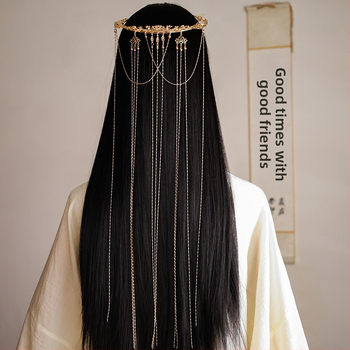 Senovinio stiliaus plaukų segtukas su ilgais kutais ir priekine grandine – rankų darbo, atskirai įpakuotas (Ruduo 2024)