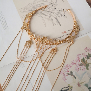 Senovinio stiliaus plaukų segtukas su ilgais kutais ir priekine grandine – rankų darbo, atskirai įpakuotas (Ruduo 2024)